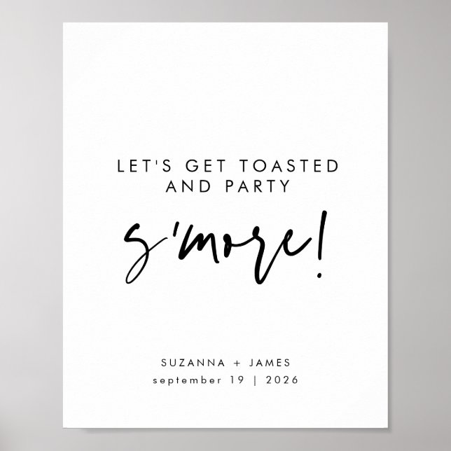 Modern Black Calligraphy S'mores Bar Sign Poster (Vorne)