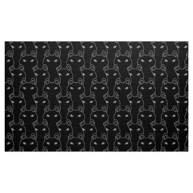 Modern Black Cat Line Art Muster Stoff (Yard (91,4 cm))