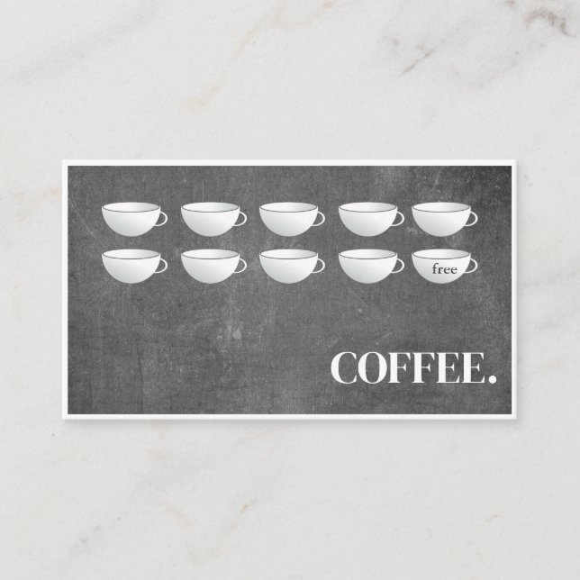 Modern Black Chalkboard Coffee Cups Loyalty Card Visitenkarte (Vorderseite)
