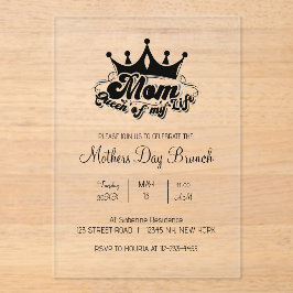 Modern Black Crown MOM Queen of my life Invitation Acryleinladungen