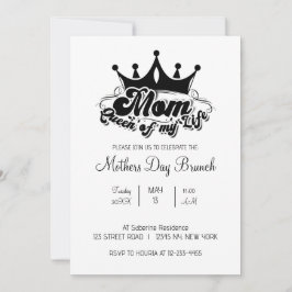 Modern Black Crown MOM Queen of my life Invitation Einladung