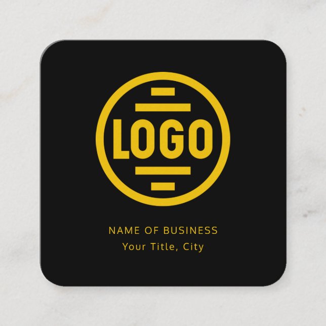 Modern Black Custom Logo and QR Code Square Busine Quadratische Visitenkarte (Vorderseite)