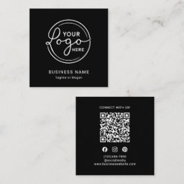 Modern Black Custom Logo QR Code Quadratische Visitenkarte