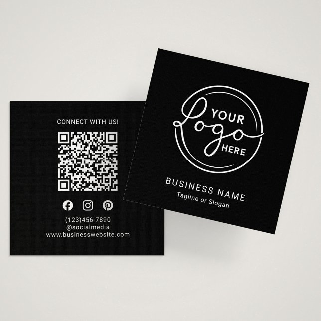 Modern Black Custom Logo QR Code Quadratische Visitenkarte (Von Creator hochgeladen)