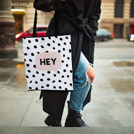 Modern Black Dots & Bubble Chat Pink With Hey