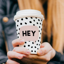 Modern Black Dots & Bubble Chat Pink With Hey