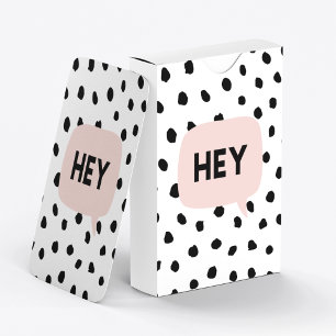 Modern Black Dots & Bubble Chat Pink With Hey Spielkarten