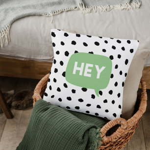 Modern Black Dots & Green Bubble Speech With Hey Kissen