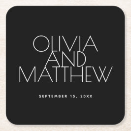 Modern Black Evening Wedding | Minimalist Elegant  Rechteckiger Pappuntersetzer