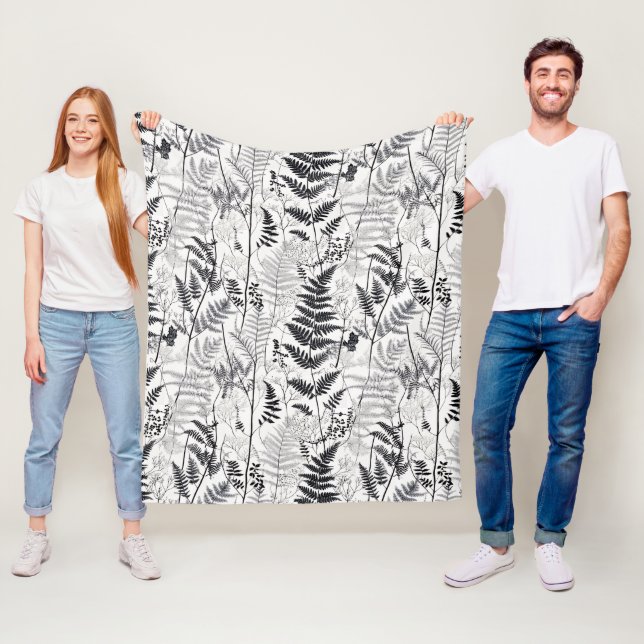 Modern black fern pattern  fleecedecke (Beispiel)