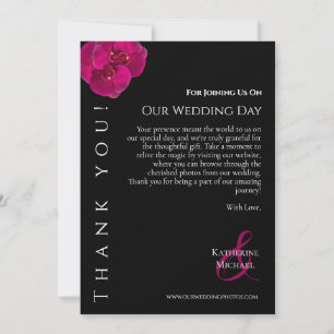 Modern Black Fuchsia White Wedding Vielen Dank. Einladung