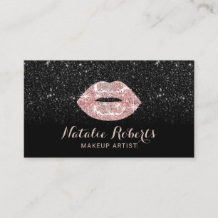 Modern Black Glitzer Rose Gold Lippen Makeup Küns Visitenkarte