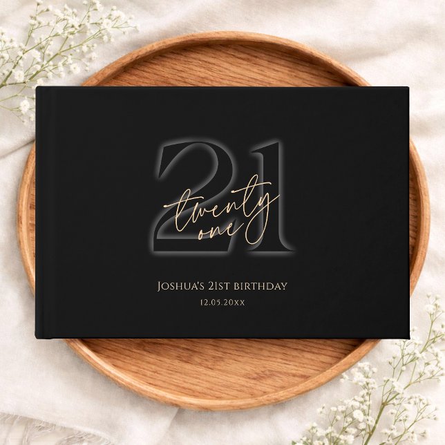 Modern Black Gold 21. Geburtstag Gästebuch (Modern Black Gold 21st Birthday Guest Book)