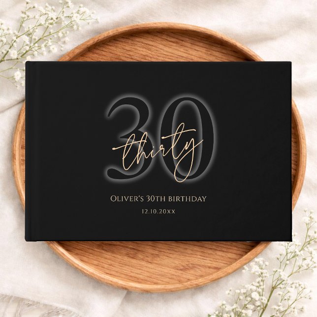 Modern Black Gold 30. Geburtstag Gästebuch (Modern Black Gold 30th Birthday Guest Book)