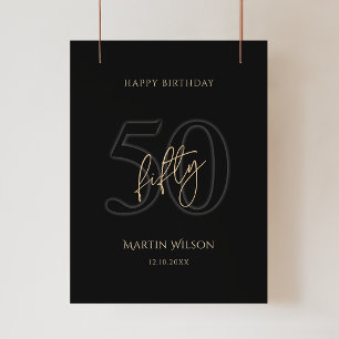 Modern Black Gold 50. Geburtstagsfeier Poster