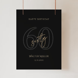 Modern Black Gold 60. Geburtstagsfeier Poster