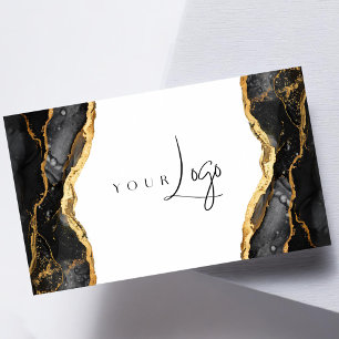 Modern Black Gold Agate Logo Visitenkarte