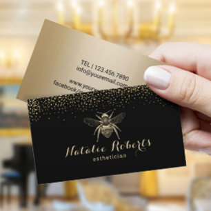 Modern Black & Gold Beauty Salon Beauty Logo Visitenkarte