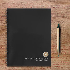 Modern Black Gold Beruflich Monogram Notizbuch