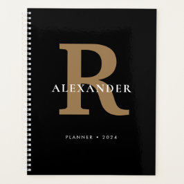 Modern Black Gold Bold Monogram Typografy Simple Planer