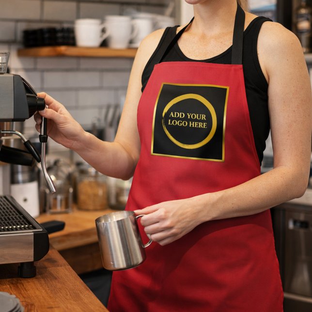 Modern black gold cardinal red professional logo schürze (Modern black gold and cardinal red professional logo apron. Nice apron for your own business.)