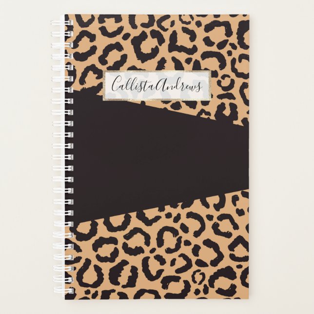 Modern Black Gold Cheetah Leopard Animal Print Planer (Vorderseite)