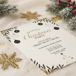 Modern Black Gold Christmas Party Invitation Einladung