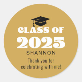 Modern Black Gold Class 2025 Vielen Dank Runder Aufkleber
