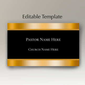 Modern Black & Gold Custom Text Church Pastor  Visitenkarte