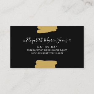 Modern Black Gold Feminine Giro Script Brush Visitenkarte