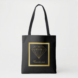 Modern Black Gold Geometric Diamond