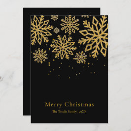 Modern Black Gold Glitter Script Christmas Feiertagskarte