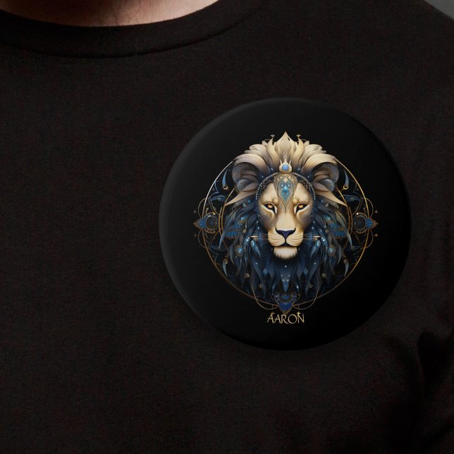 Modern Black Gold Lion Zodiac Sign Astrologie Leo Button (Von Creator hochgeladen)