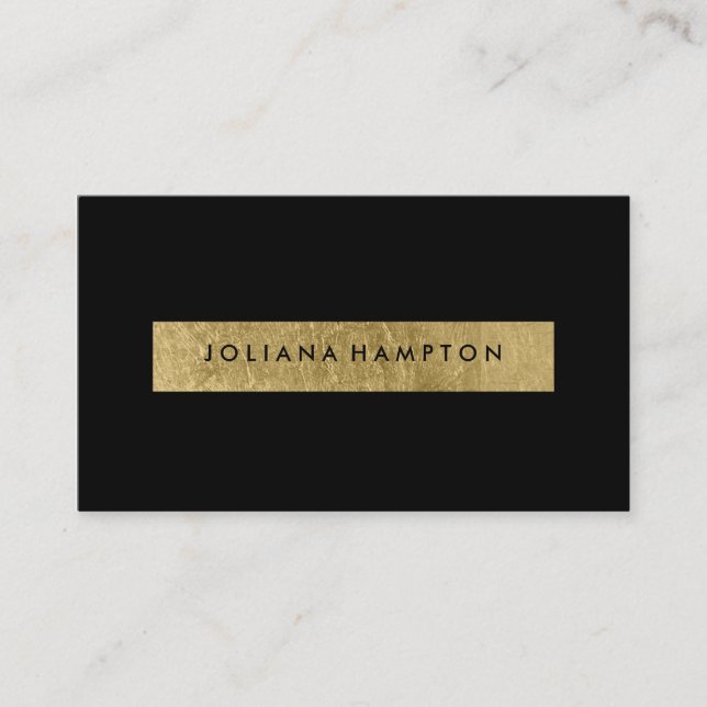 Modern Black Gold Luxe Business Card, Folie Visitenkarte (Vorderseite)
