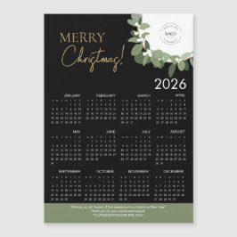 Modern Black & Gold Merry Christmas 2026 Calendar Magnetkarte