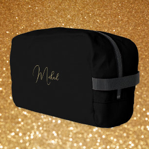 Modern Black Gold Monogram Mens Womens Gym Travel Waschbeutel
