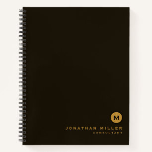 Modern Black Gold Monogram Notizbuch