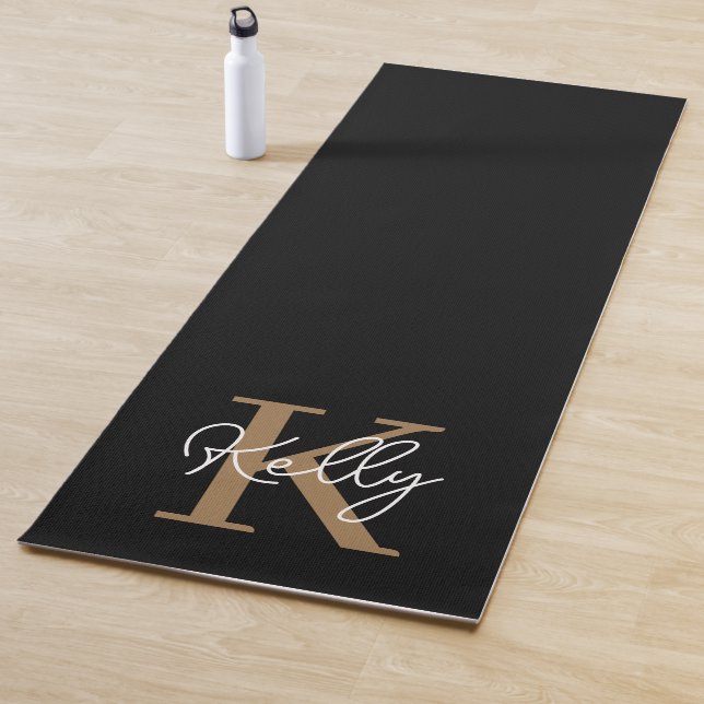 Modern Black Gold Monogram Script Yogamatte (Beispiel)