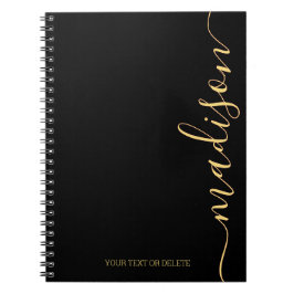Modern Black Gold Name Monogram ErstNotebook Notizblock