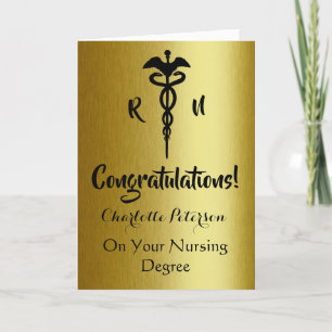 Modern Black & Gold Nurse Abschluss Congratulation Karte