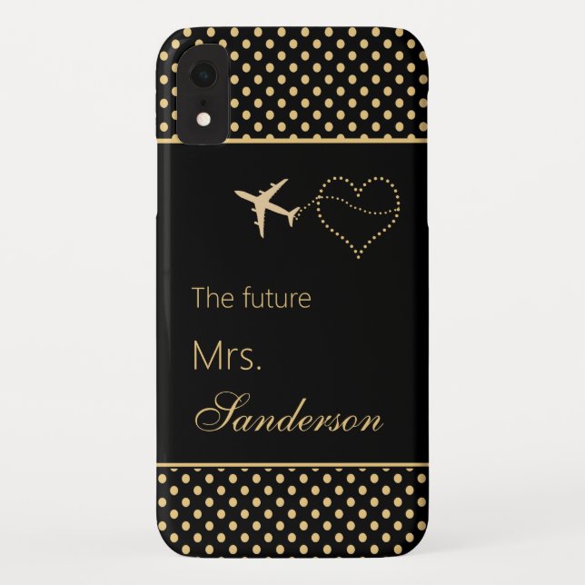 Modern Black Gold Polka Dots Future Frau Custom Case-Mate iPhone Hülle (Rückseite)