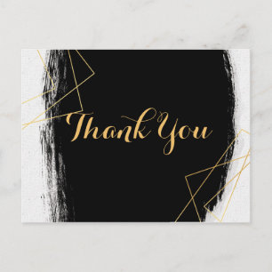 Modern Black & Gold Watercolor GeometricVielen Dan Postkarte