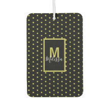 Modern Black Golden Circle Pattern Monogram