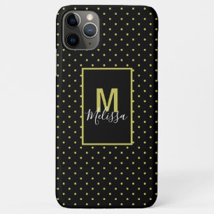 Modern Black Golden Circle Pattern Monogram Case-Mate iPhone Hülle