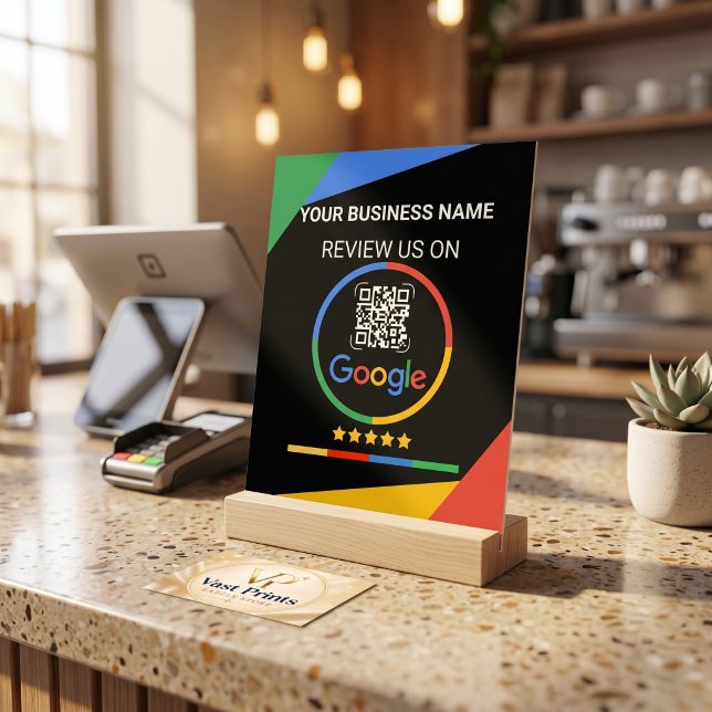 Modern Black Google Review QR Code Acrylschild (Modern Black Google Review QR Code Acrylic Sign)