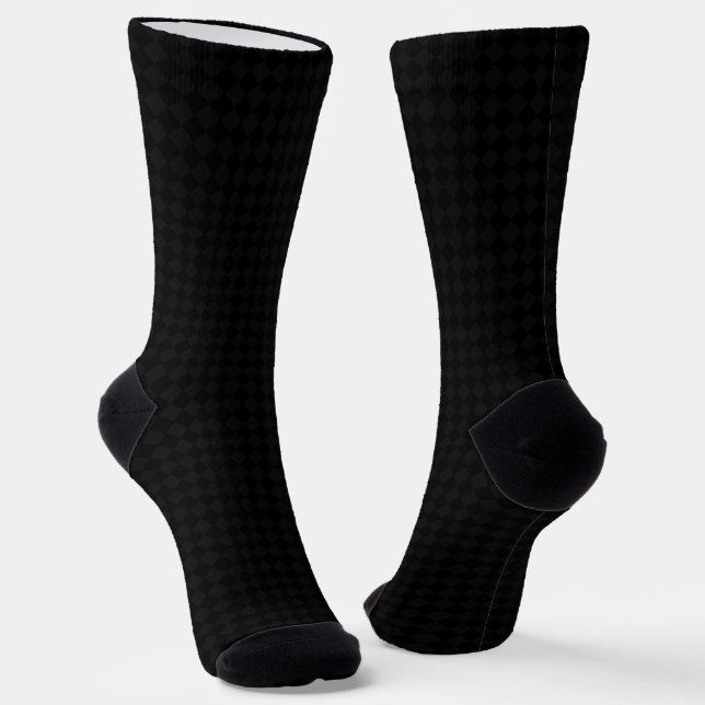 Modern Black Gray Harlequin Pattern Gold Monogram Socken (Gewinkelt)