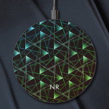 Modern Black Green Blue Cool Abstrakt Mit Monogram