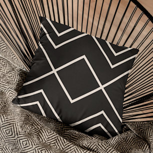 Modern Black Greige Ivory Geometrische Streifen Ar Kissen