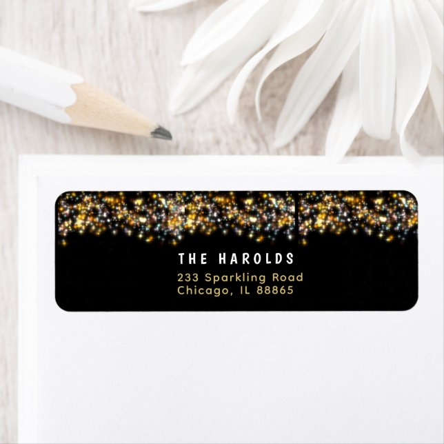 Modern Black Happy New Year Gold Glitzer Sparkling (Insitu)