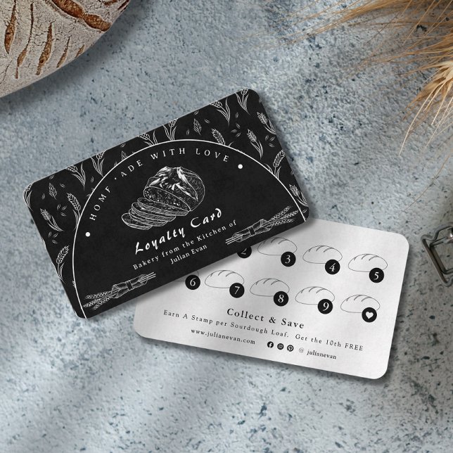 Modern Black Homemade Bakery Loyalty Card Visitenkarte (Modern Black Homemade Bakery Loyalty Card)
